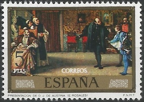 "Presentació d'en Joan d'Àustria a l'emperador Carles V, a Yuste". (Eduardo Rosales Gallinas, 1869)