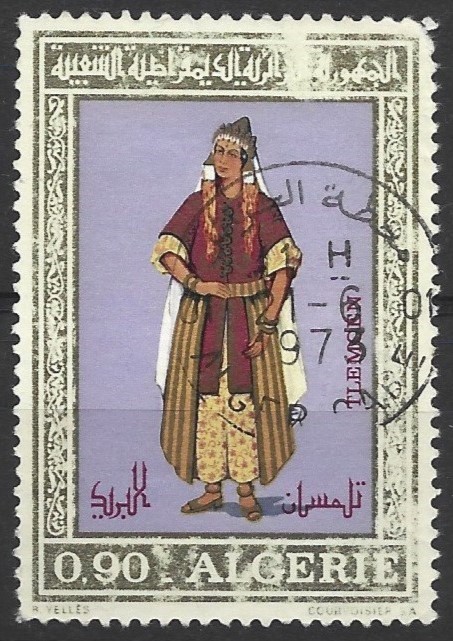 Costumes algériens (dessin): Tlemcen: impression en photogravure, et tirage de 1.000.000 timbres. (Courvoisier, SA)